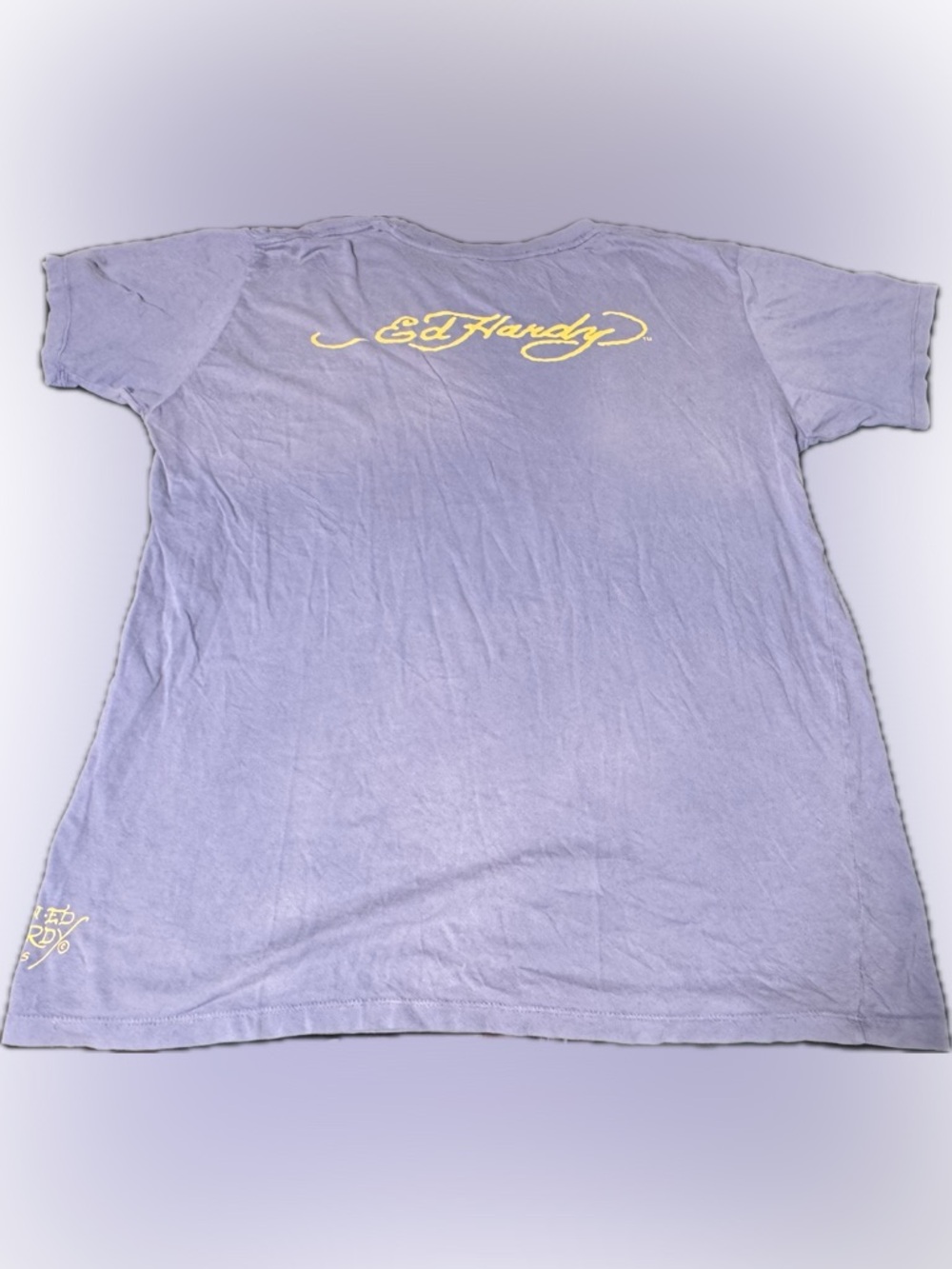 Ed Hardy Tiger Graphic T-Shirt XL Purple Double Sided Logo Tee - Picture 2 of 5